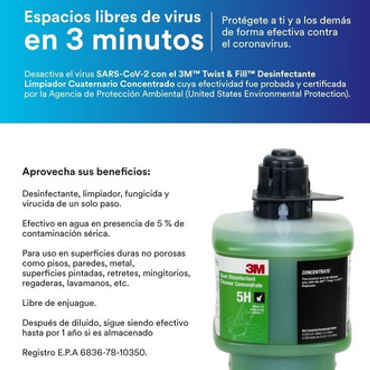  Sanitizante Desinfectante Cuaternario 3m Twist 'n Fill #5l 5