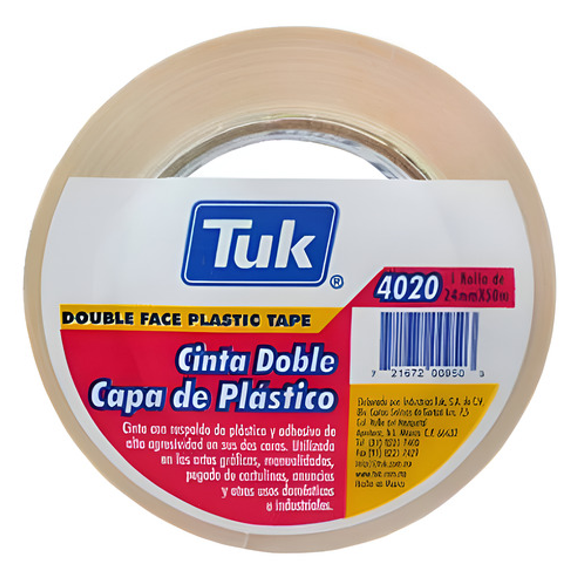 Tuk 4020 Doble Cara De Poliester 1.8 Cm X 50 Mts 1