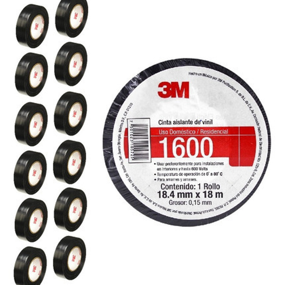 Cinta De Aislar 3m 1600 165 Negra De 3/4 Caja Con 10 Piezas 2