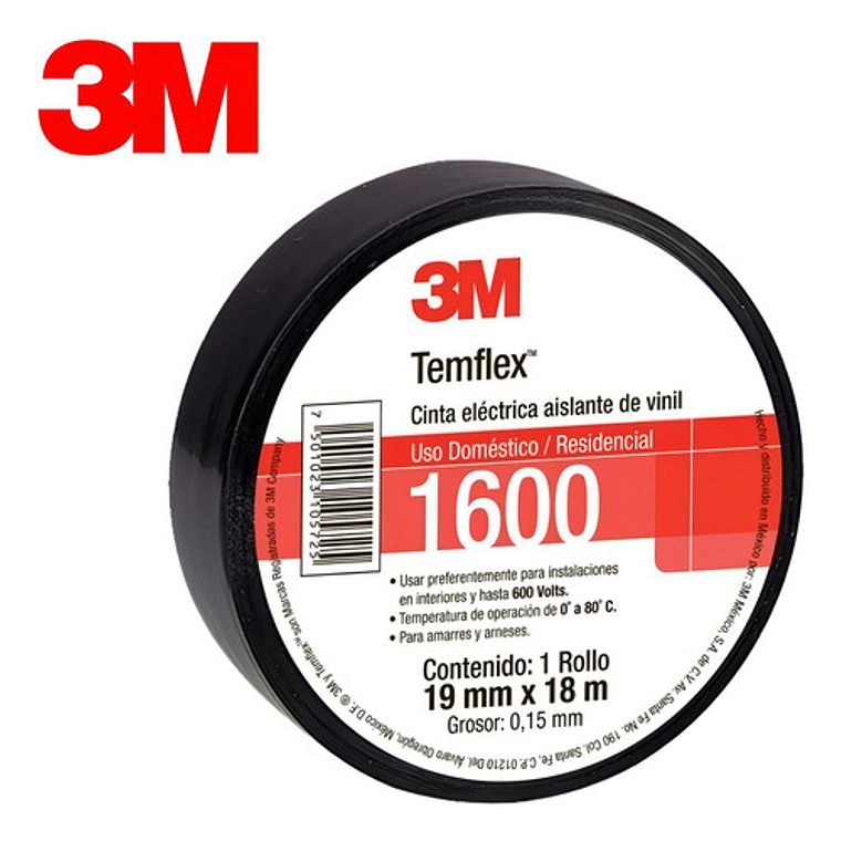 Cinta De Aislar 3m 1600 165 Negra De 3/4 Caja Con 10 Piezas 5
