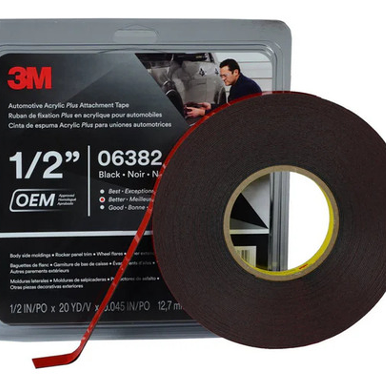 Cinta Pega Molduras 3m 6382 De 1.2cm X 18 Mts 2