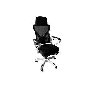 Silla de escritorio Lumax ROM-SA ZGS-955-SA gamer ergonómica negra y blanca con tapizado de cuero sintético
