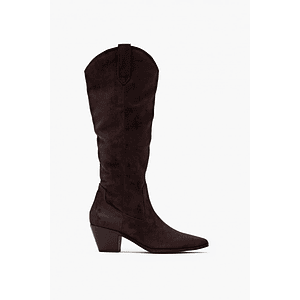 Bota caña alta de suede - chocolate