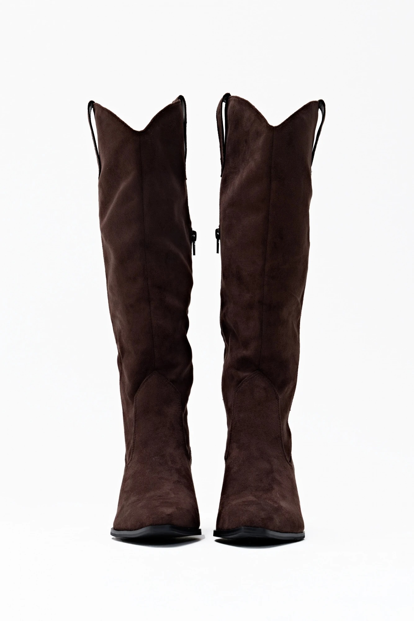 Bota caña alta de suede - chocolate 3