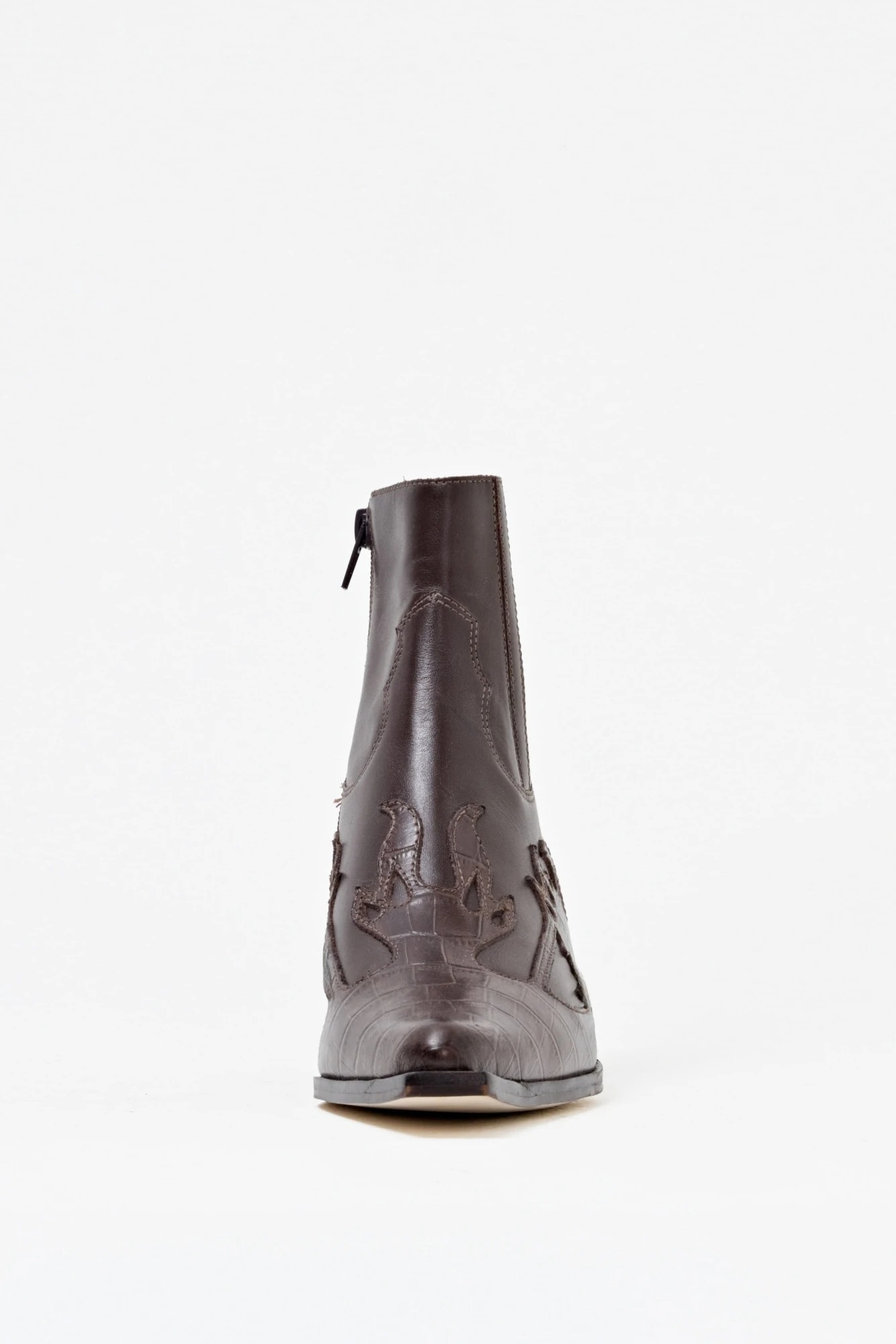 Bota de cuero Texi croco - chocolate 2