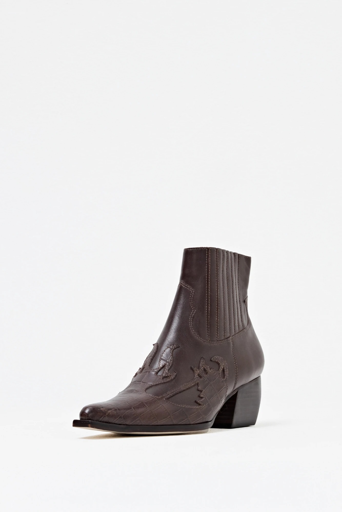 Bota de cuero Texi croco - chocolate 3