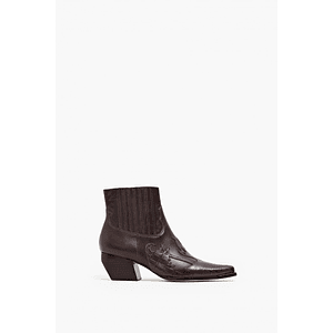 Bota de cuero Texi croco - chocolate