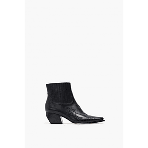 Bota de cuero Texi croco - negro