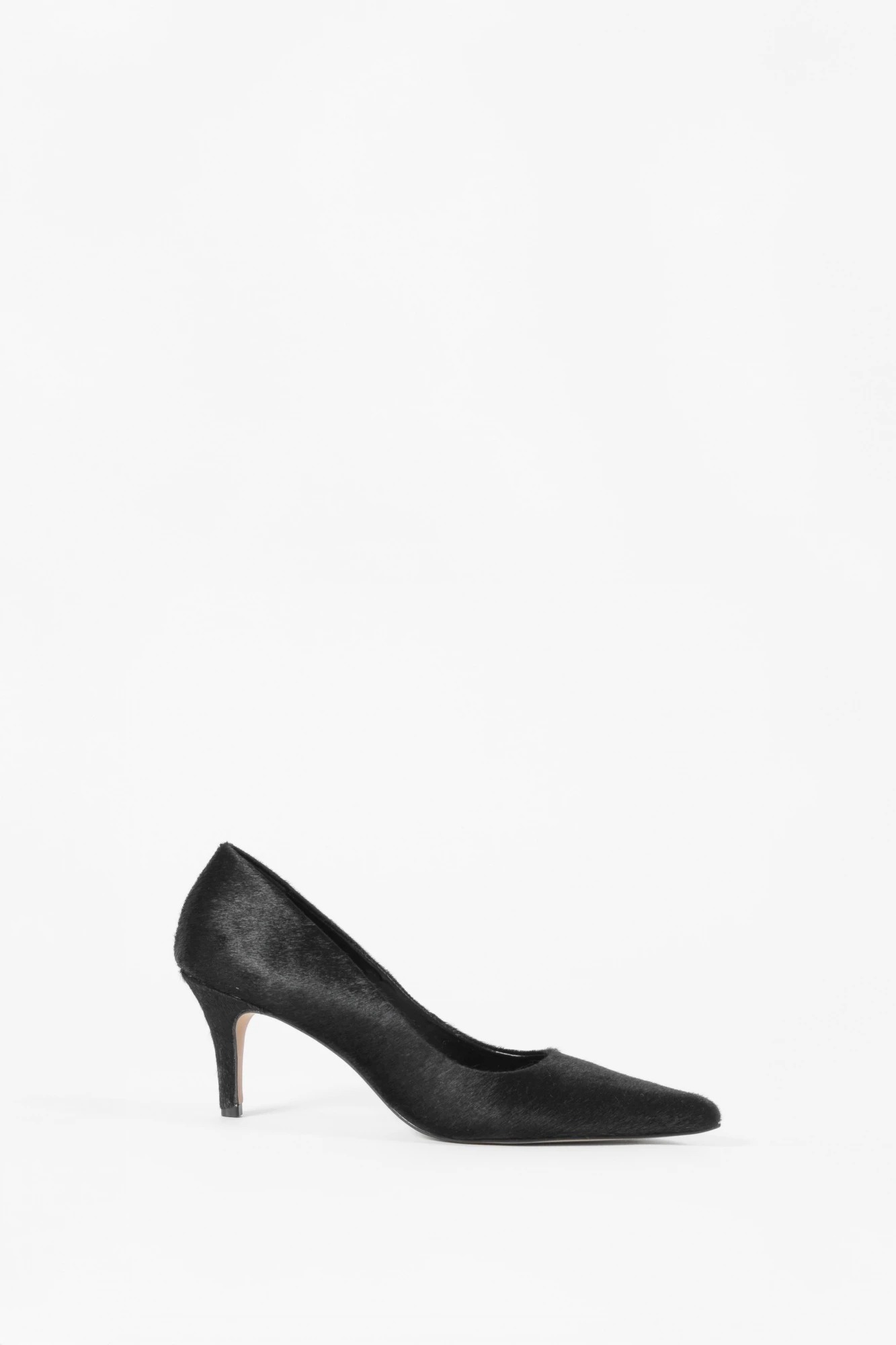 Stiletto Amelia de cuero pelo - negro 1
