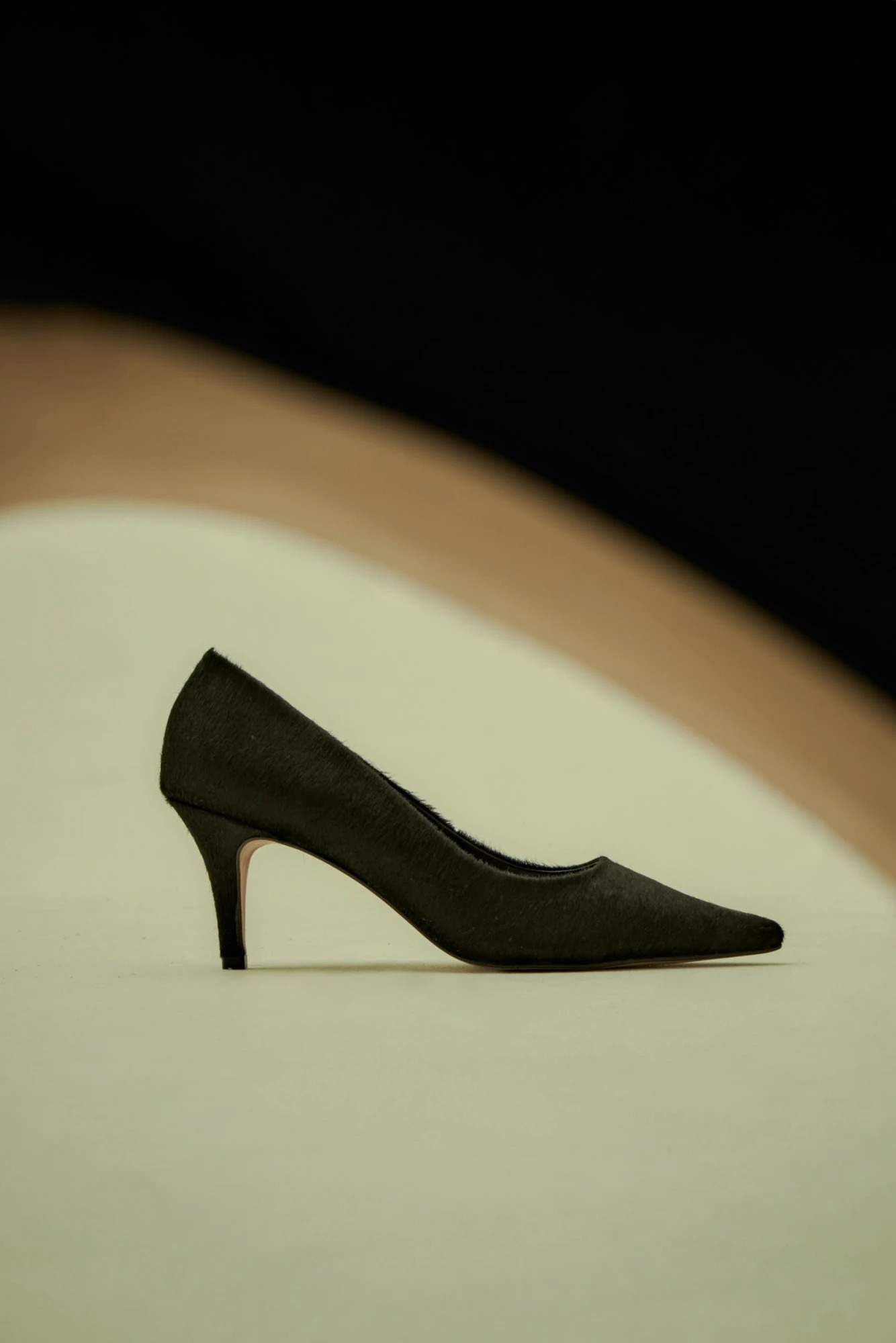 Stiletto Amelia de cuero pelo - negro 2