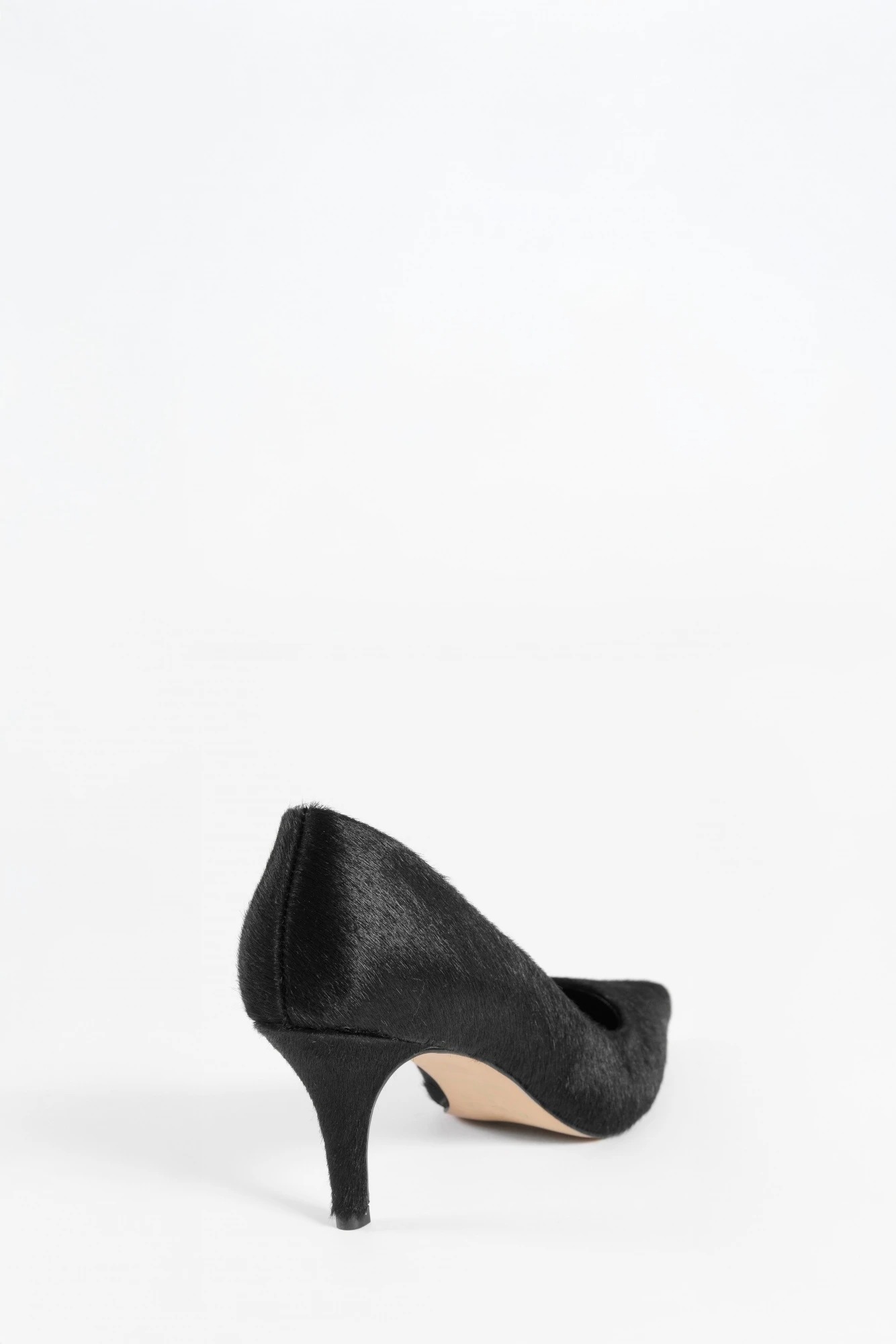 Stiletto Amelia de cuero pelo - negro 3