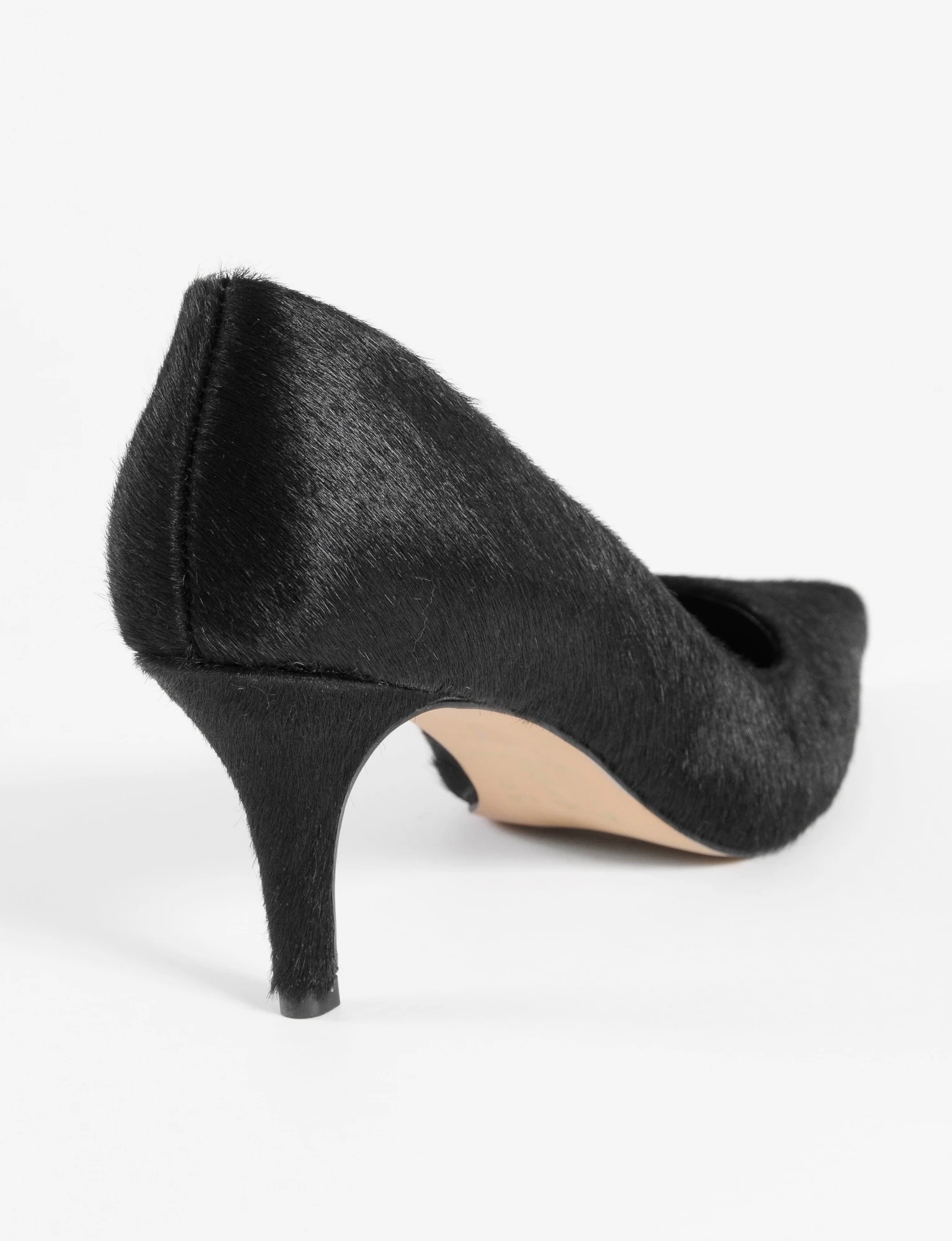 Stiletto Amelia de cuero pelo - negro 5