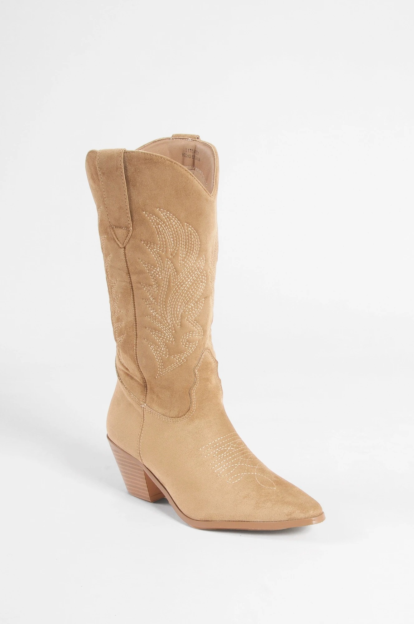 Bota de suede con pespuntes - beige 2