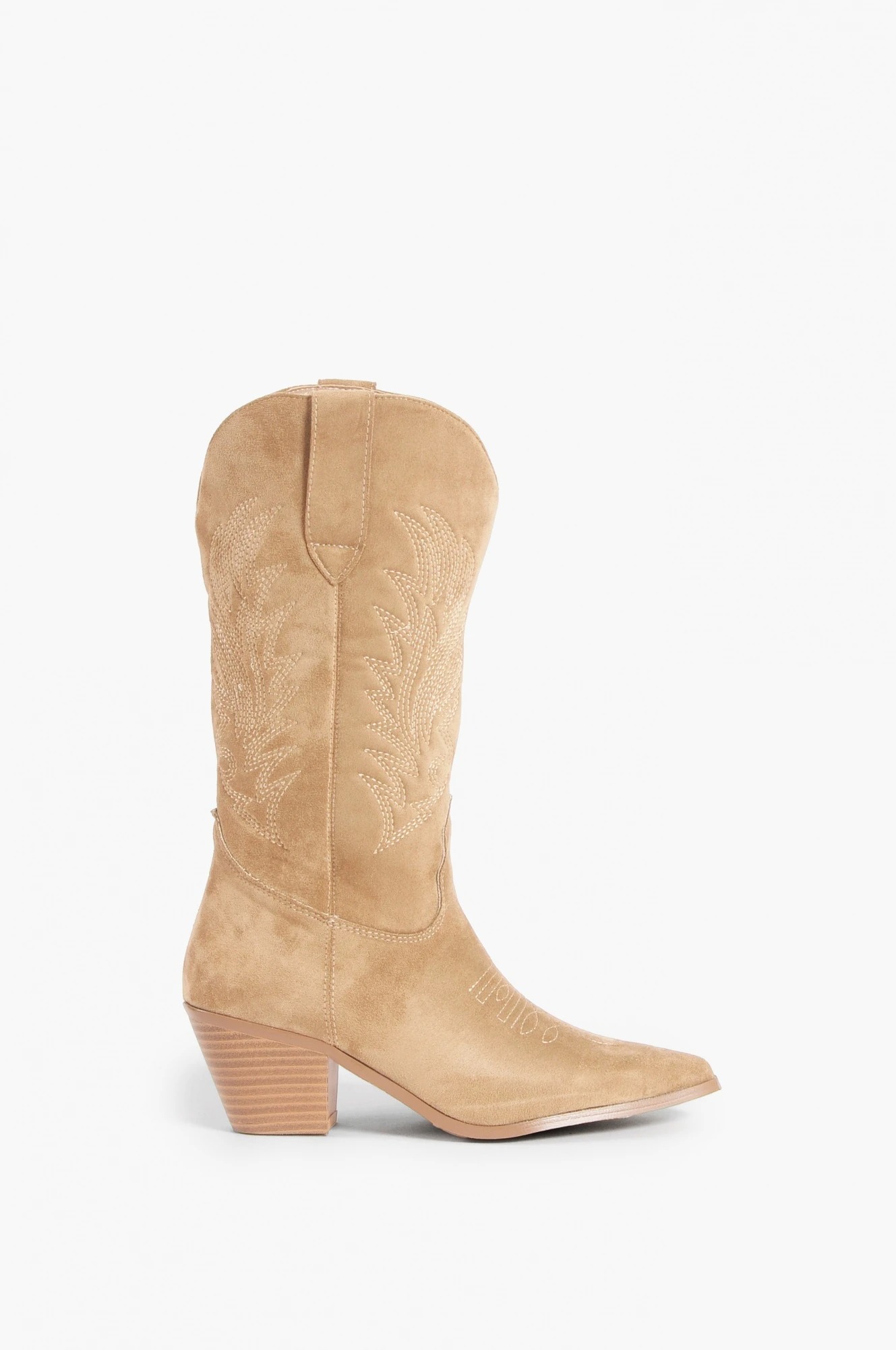 Bota de suede con pespuntes - beige 1