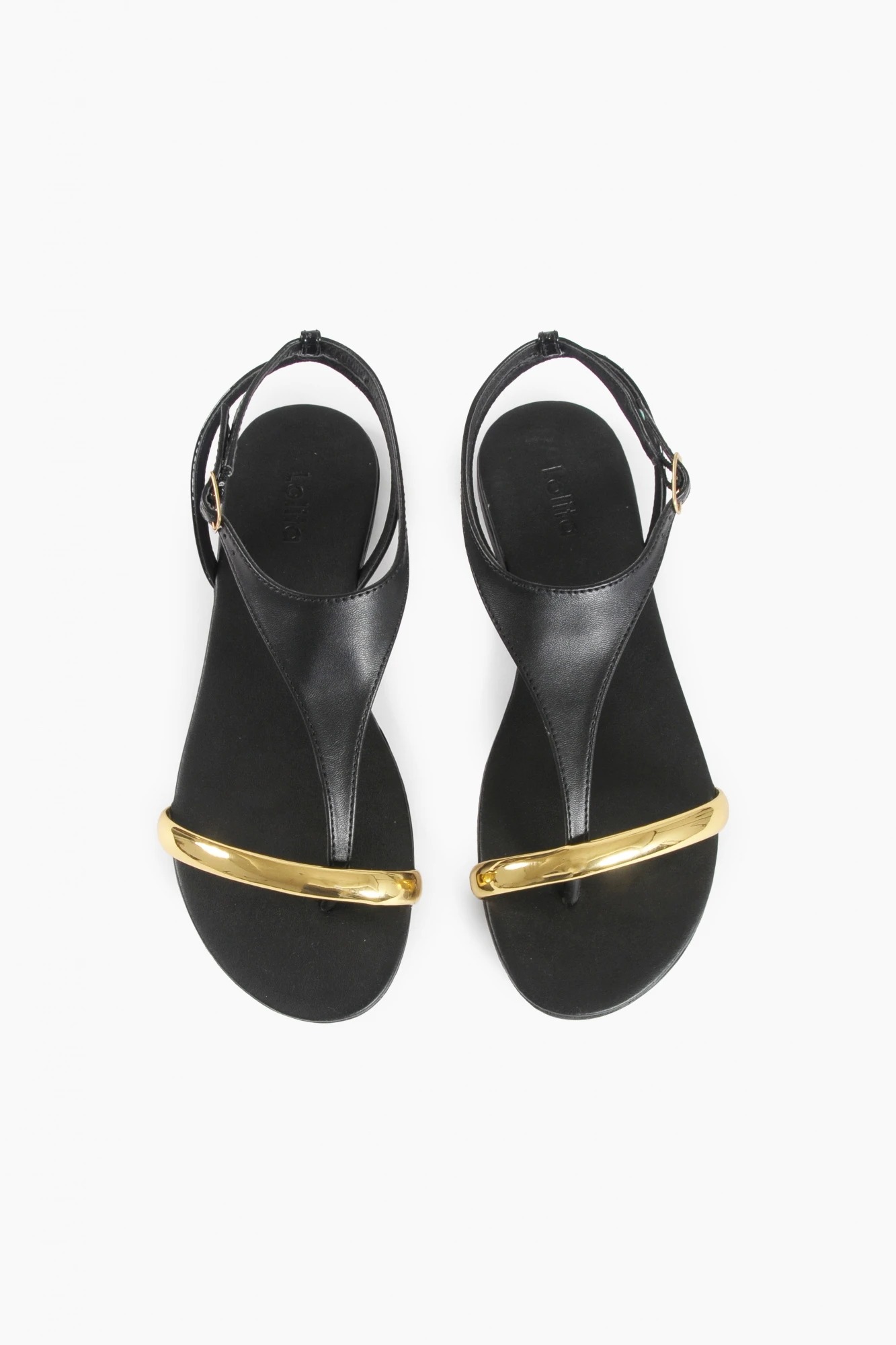 Sandalia plana con detalle metálico - negro 3