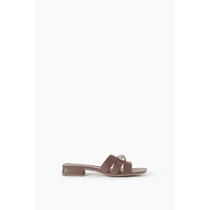 Sandalia Dahlia de cuero con acento metálico - chocolate