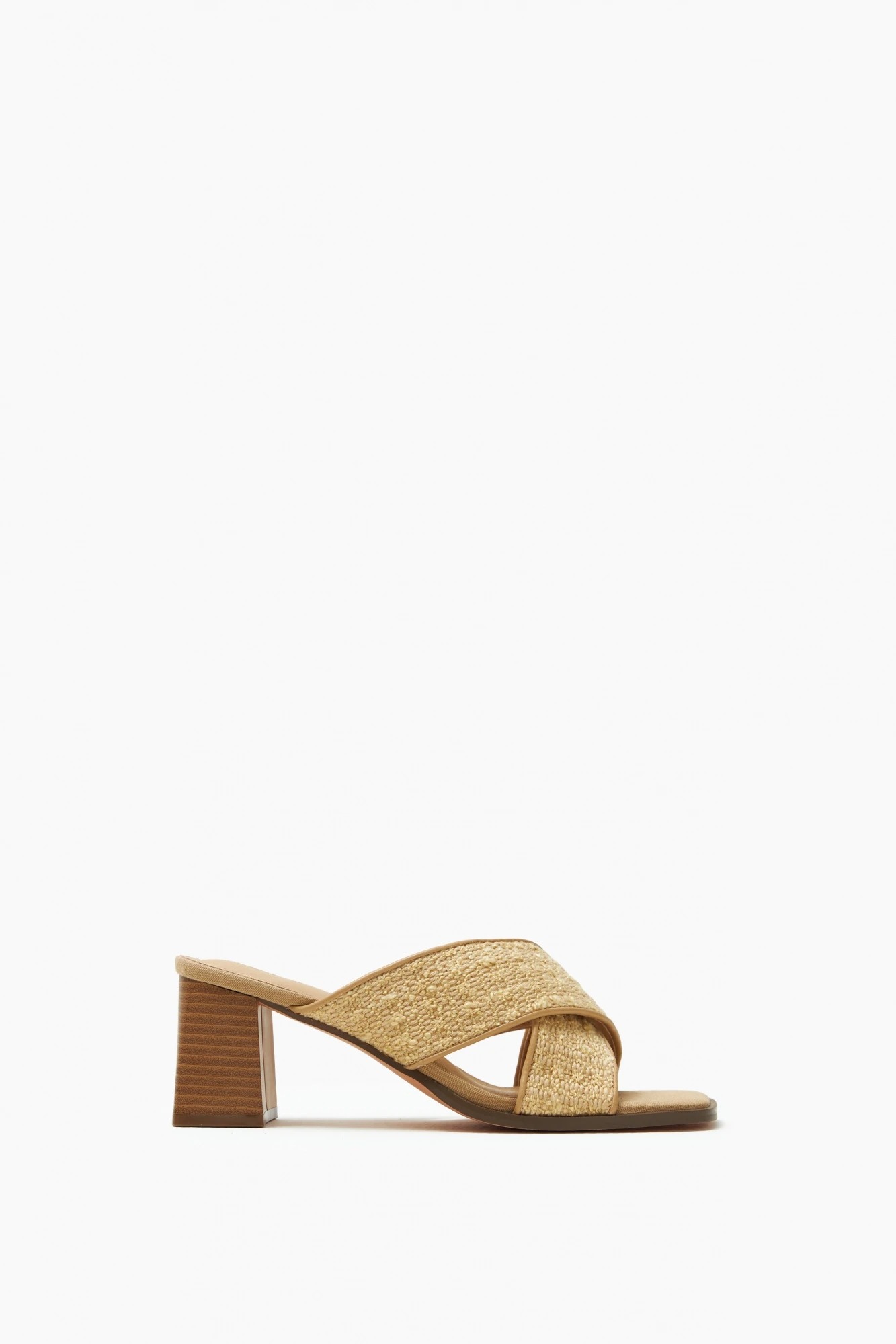 Sandalia cruzada con taco - beige 1