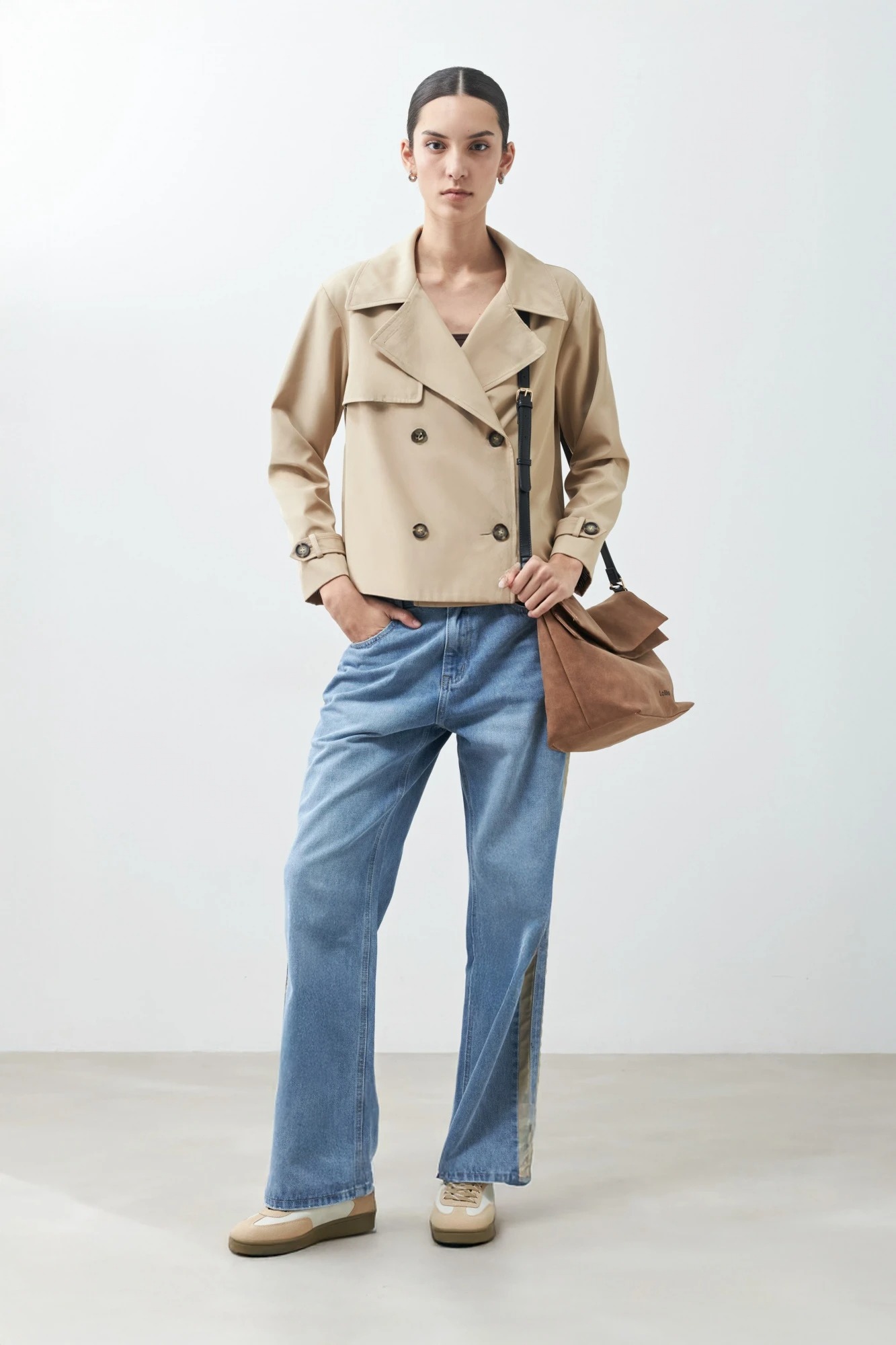 Zapatilla combinada - beige 4