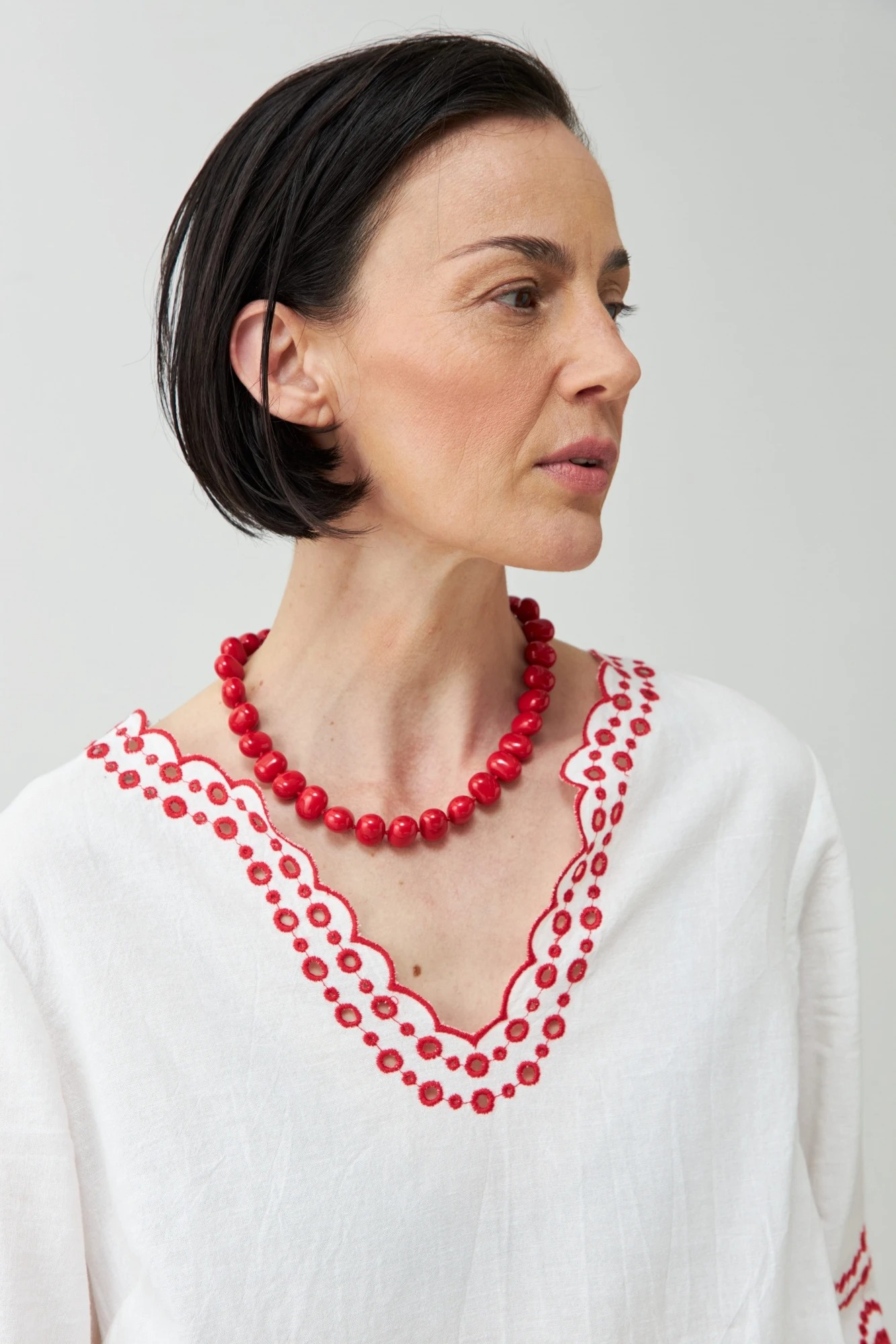 Blusa bordada manga larga - blanco 3