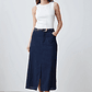 Falda midi con tajo - azul marino - Miniatura 1