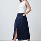 Falda midi con tajo - azul marino - Miniatura 2