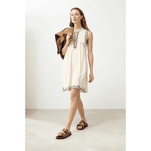 Vestido boho con bordados - beige