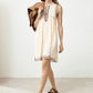 Vestido boho con bordados - beige - Miniatura 1