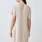 Vestido de lino con pespuntes en contraste - beige melange - Miniatura 4