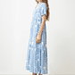 Maxi vestido manga corta estampado - celeste - Miniatura 3