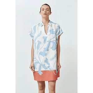 Túnica estampa jacaranda - celeste