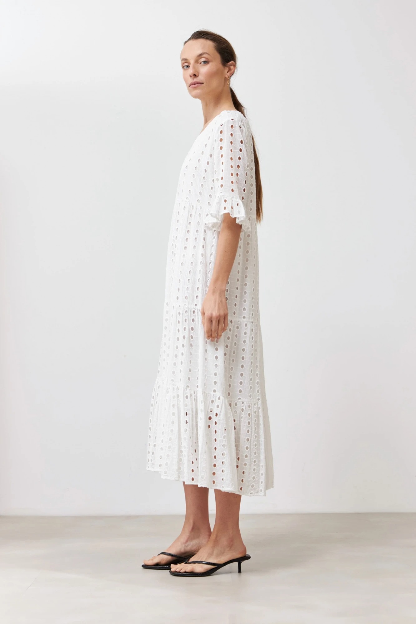 Maxi vestido broderie - blanco 3