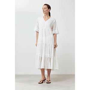 Maxi vestido broderie - blanco