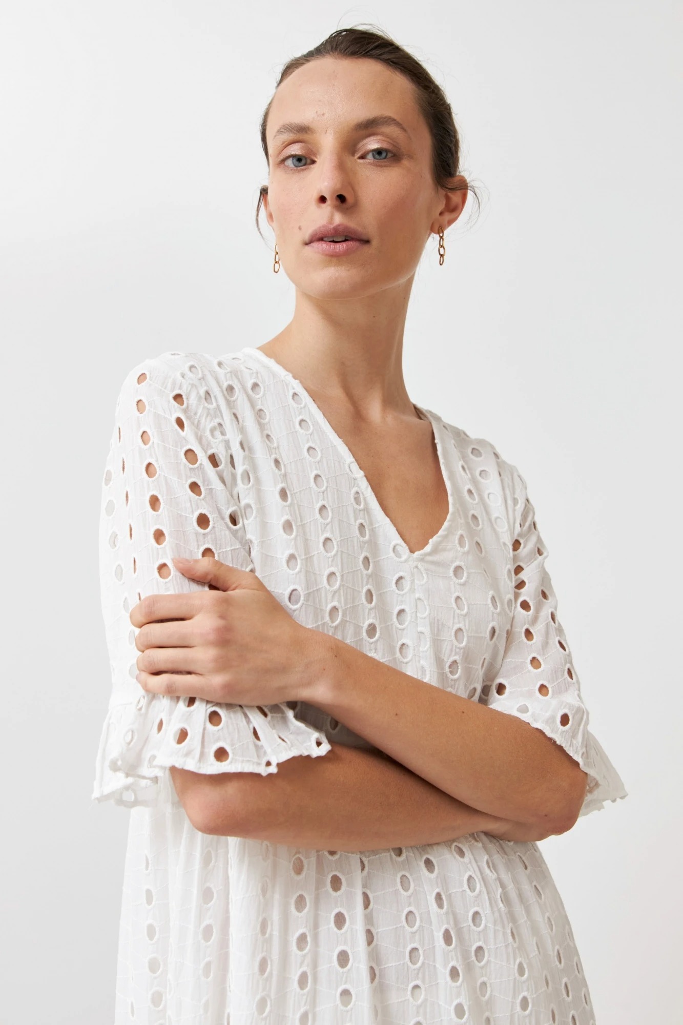 Maxi vestido broderie - blanco 4