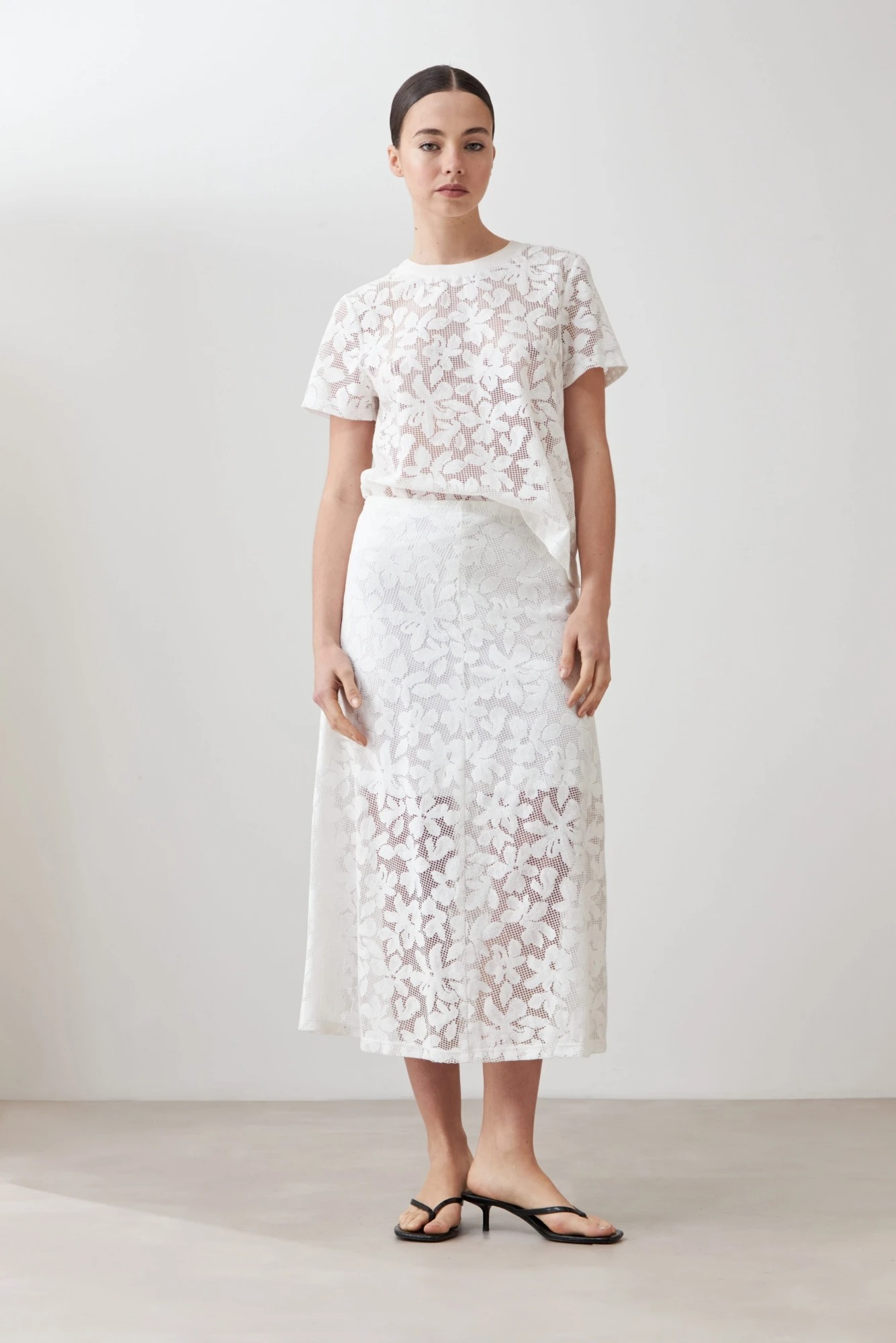 Maxi falda encaje - blanco 2