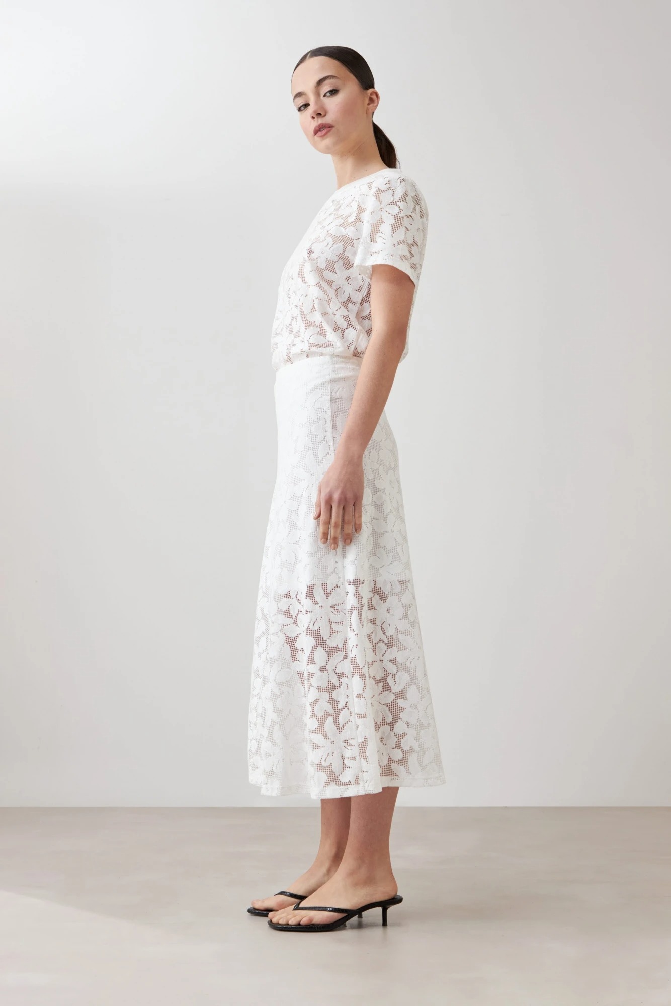 Maxi falda encaje - blanco 3