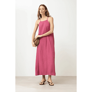 Maxi vestido con alforzas - fucsia
