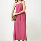 Maxi vestido con alforzas - fucsia - Miniatura 1