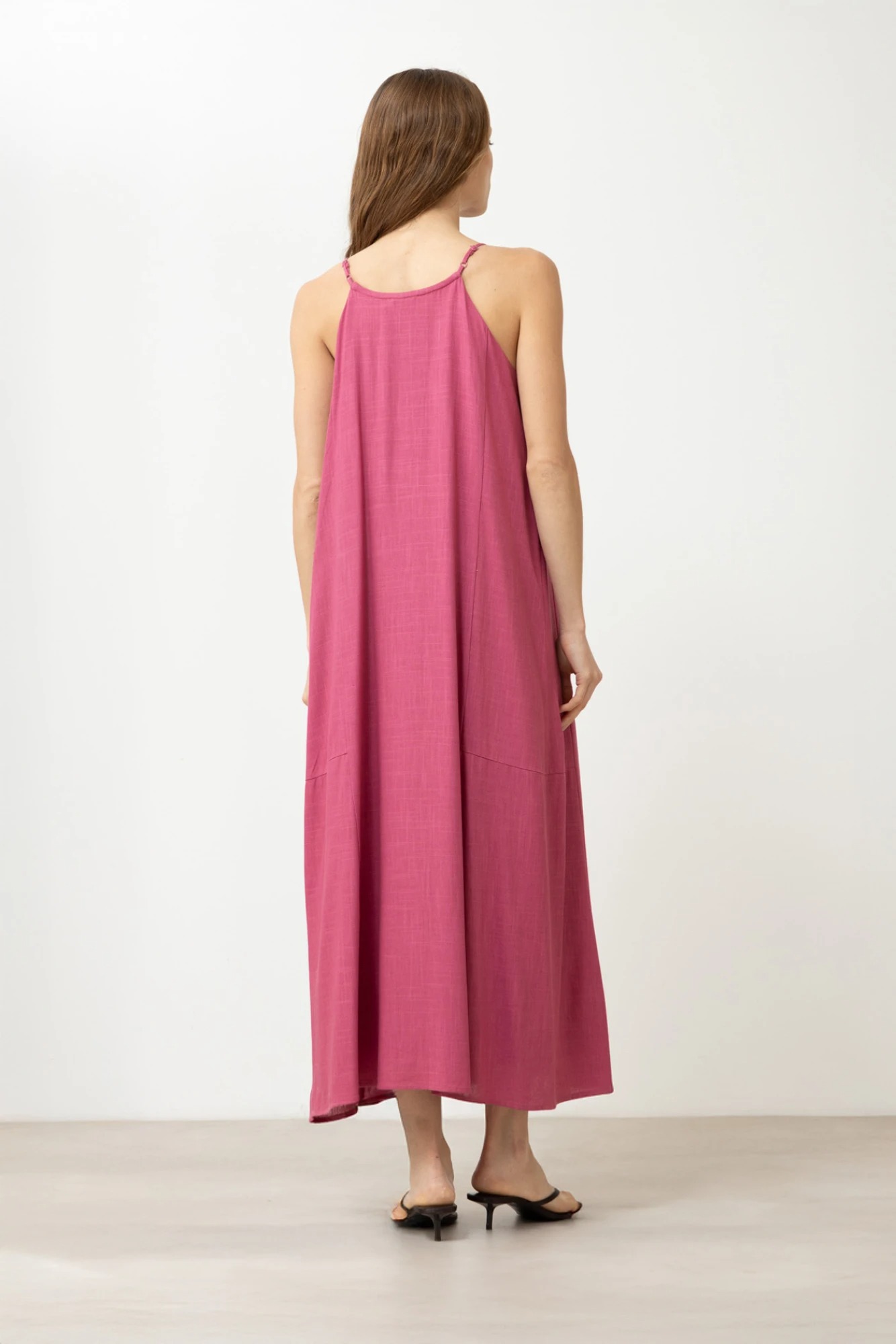 Maxi vestido con alforzas - fucsia 4