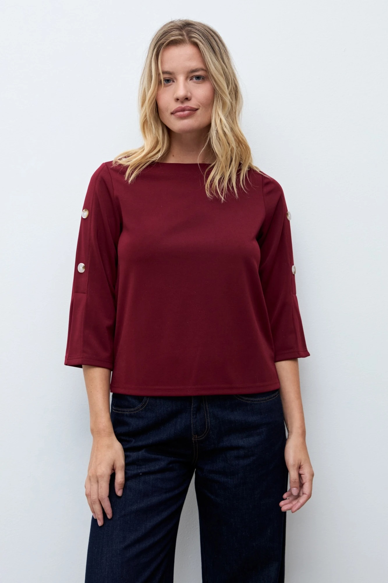 Sweatshirt con botones - bordo 1