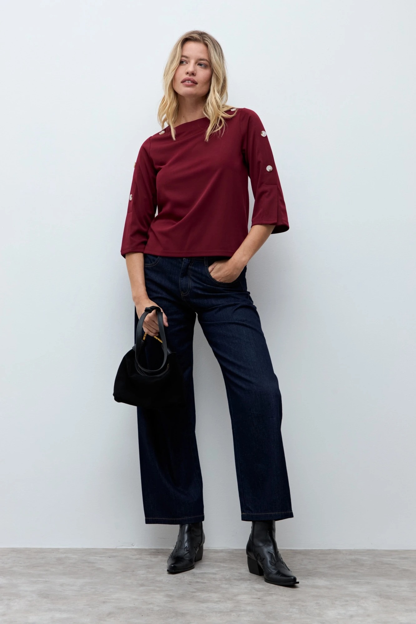 Sweatshirt con botones - bordo 2