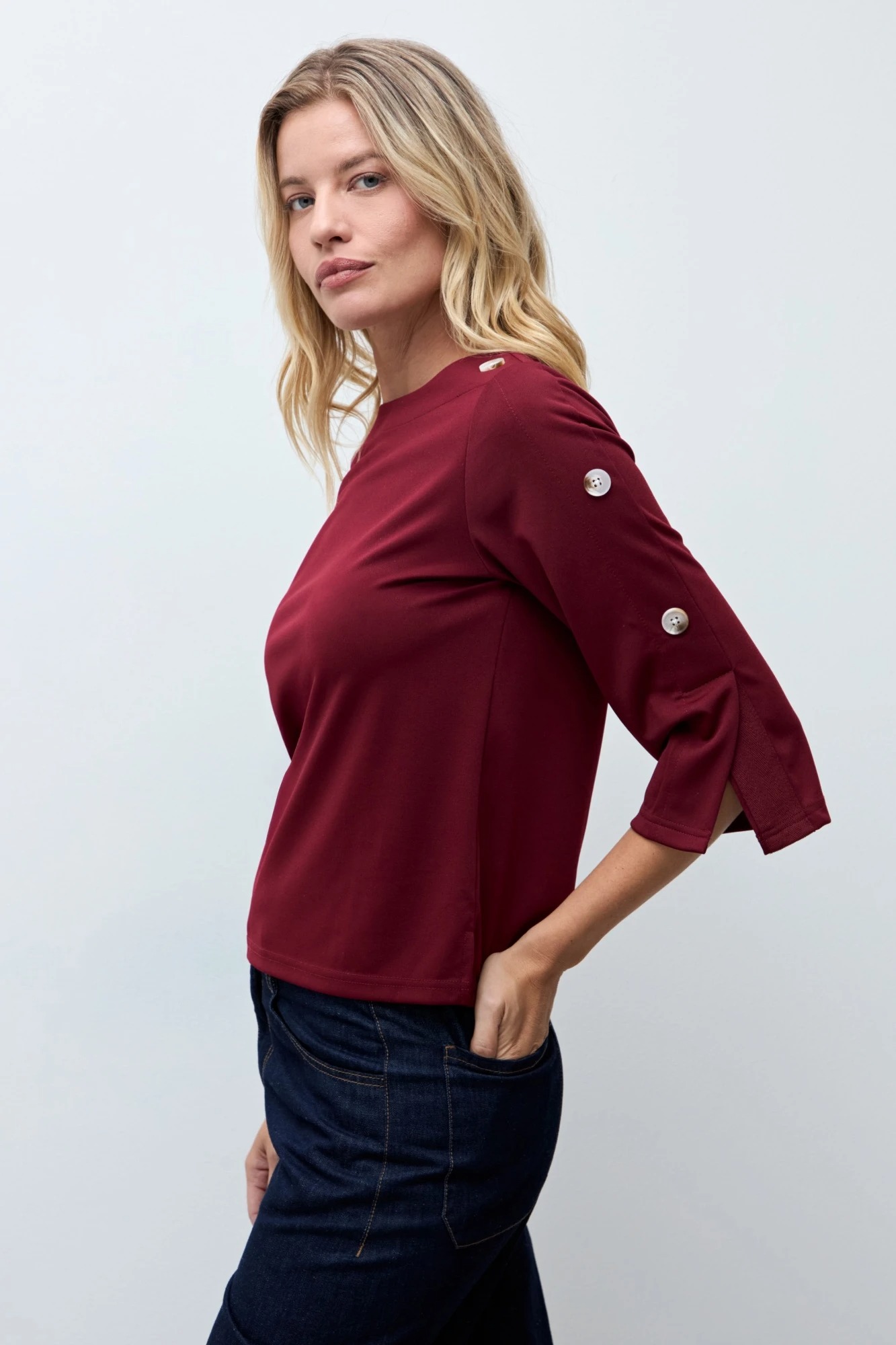 Sweatshirt con botones - bordo 5