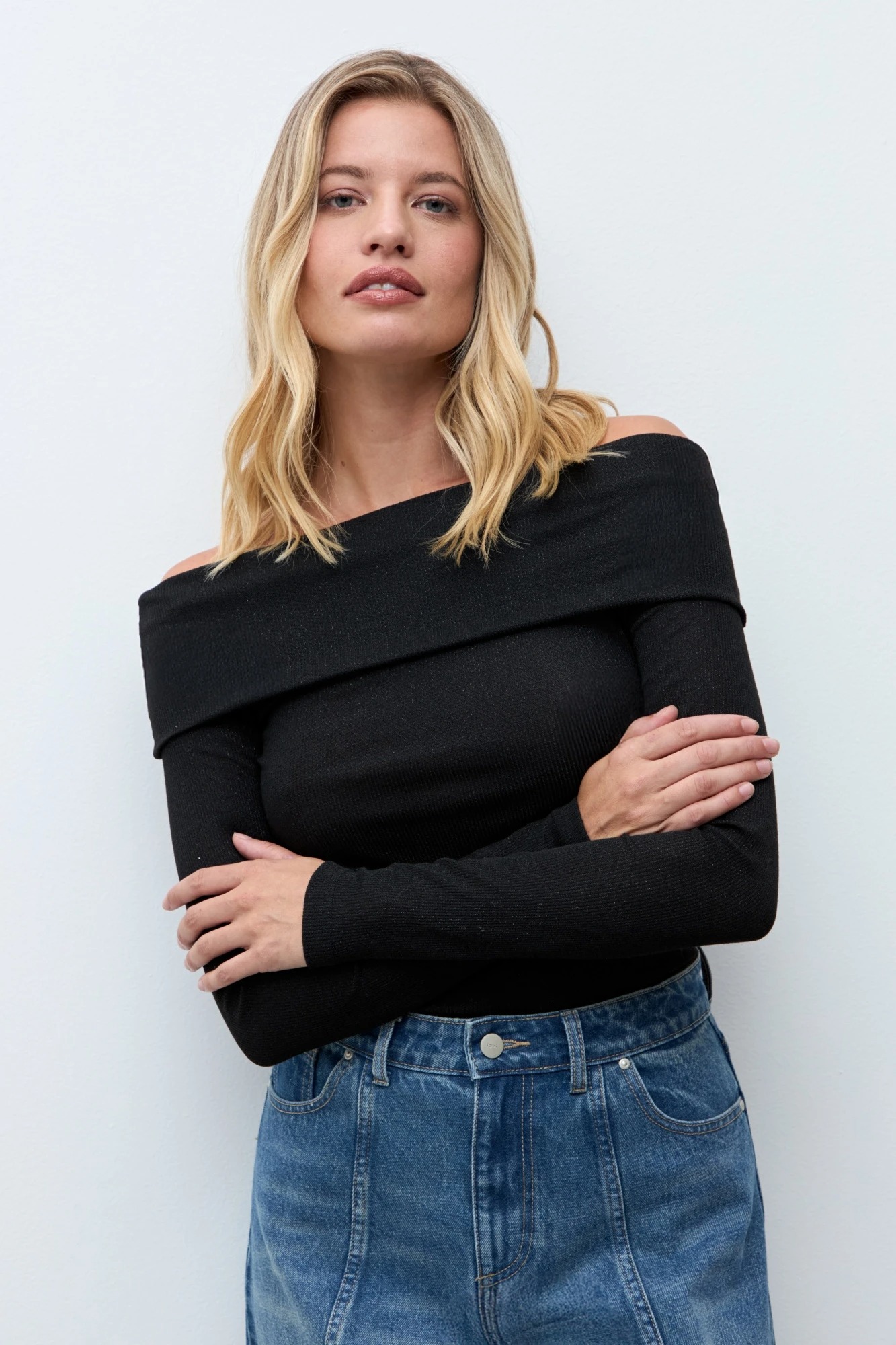 Blusa escote bardot - negro 3