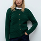 Cardigan con estructuras rombos - verde ingles - Miniatura 3