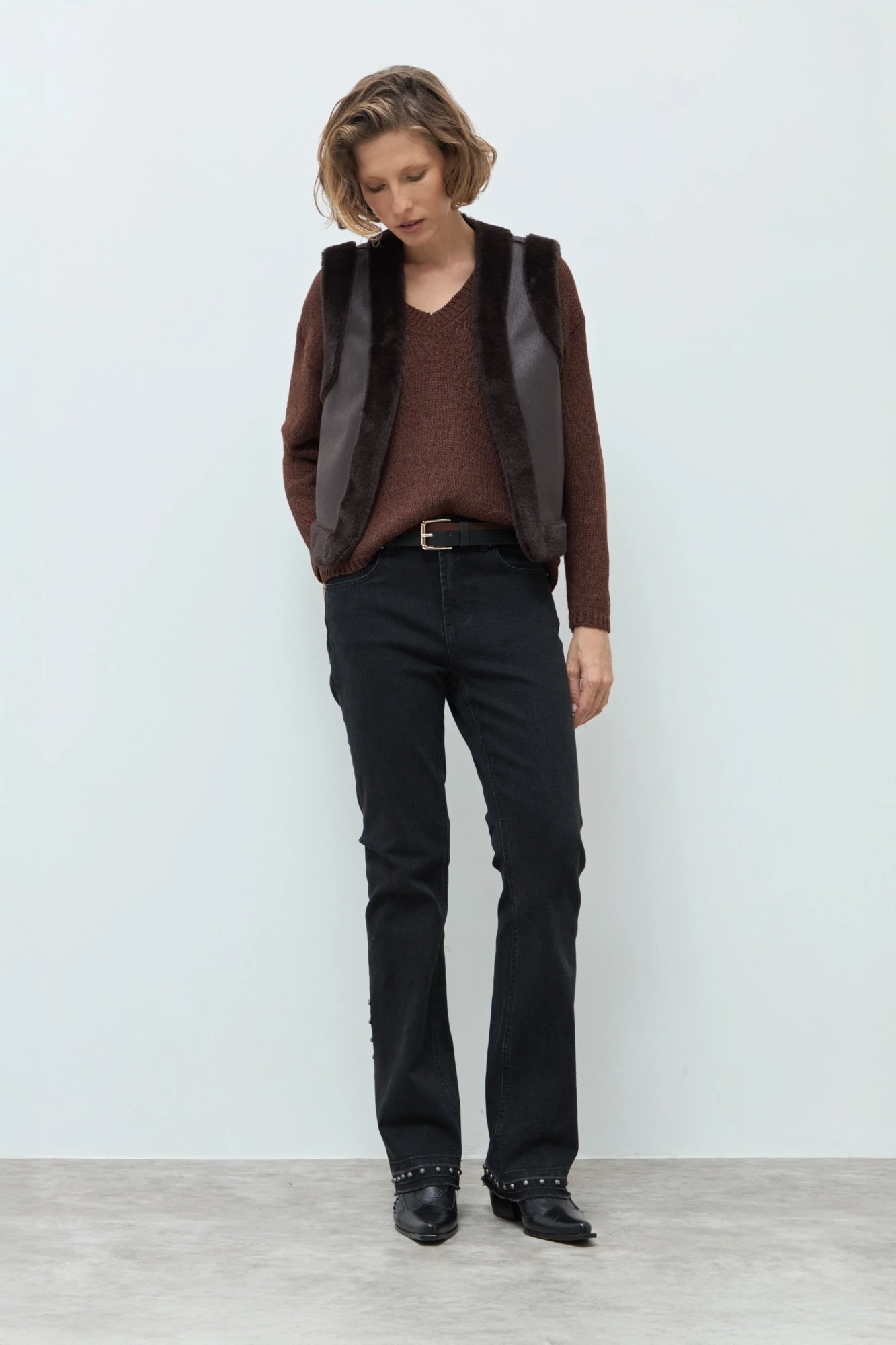 Chaleco con piel reversible - chocolate 1