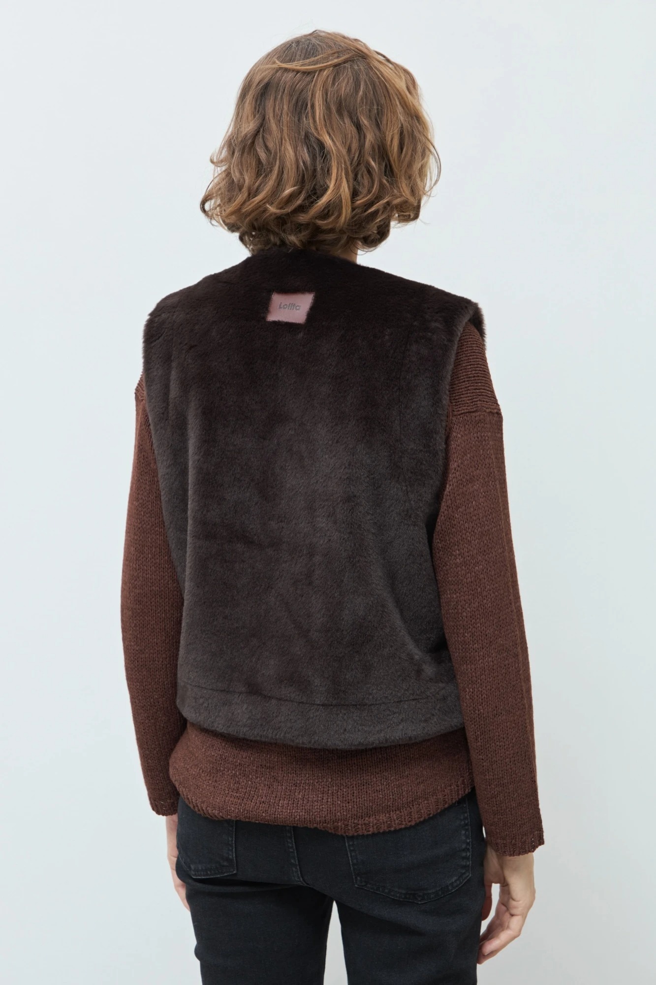 Chaleco con piel reversible - chocolate 2