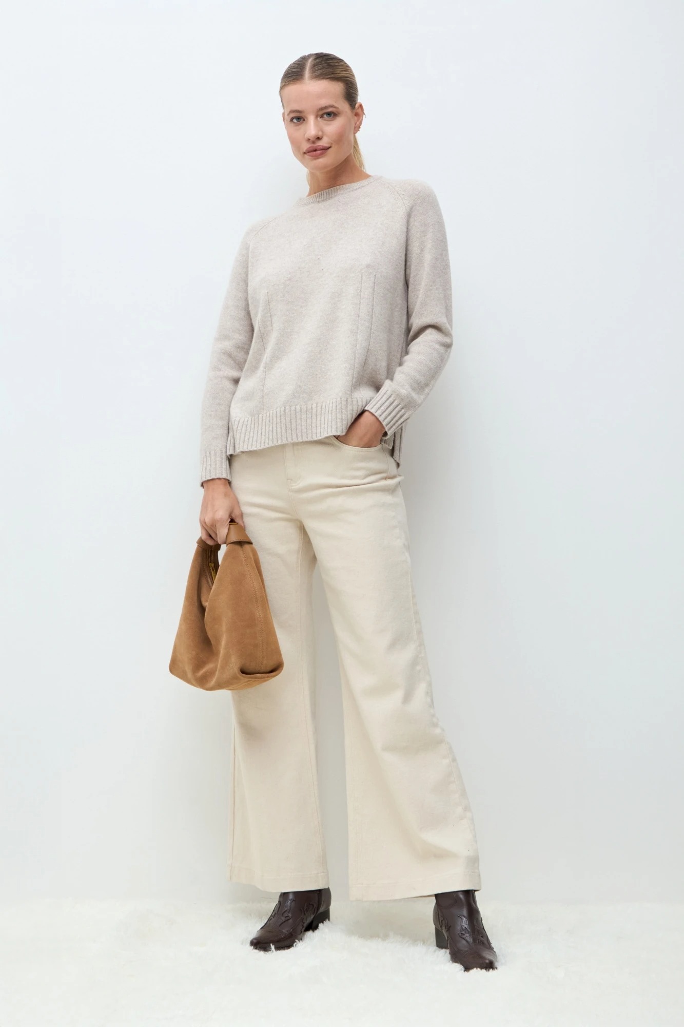 Sweater Porto cashmere blend - beige melange 1