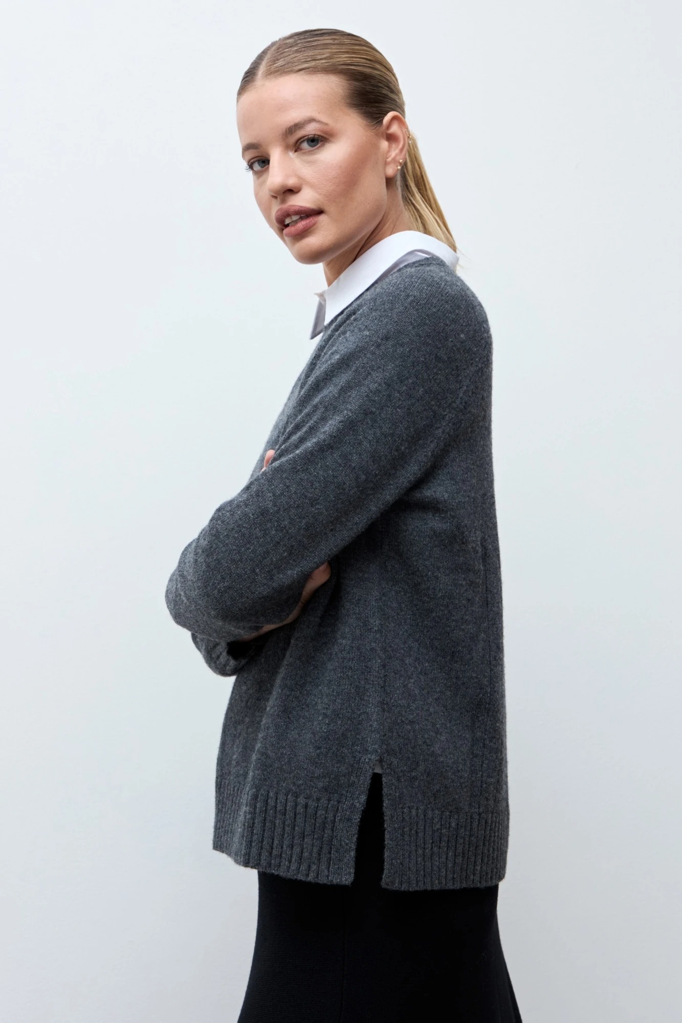 Sweater Porto cashmere blend - gris melange 5