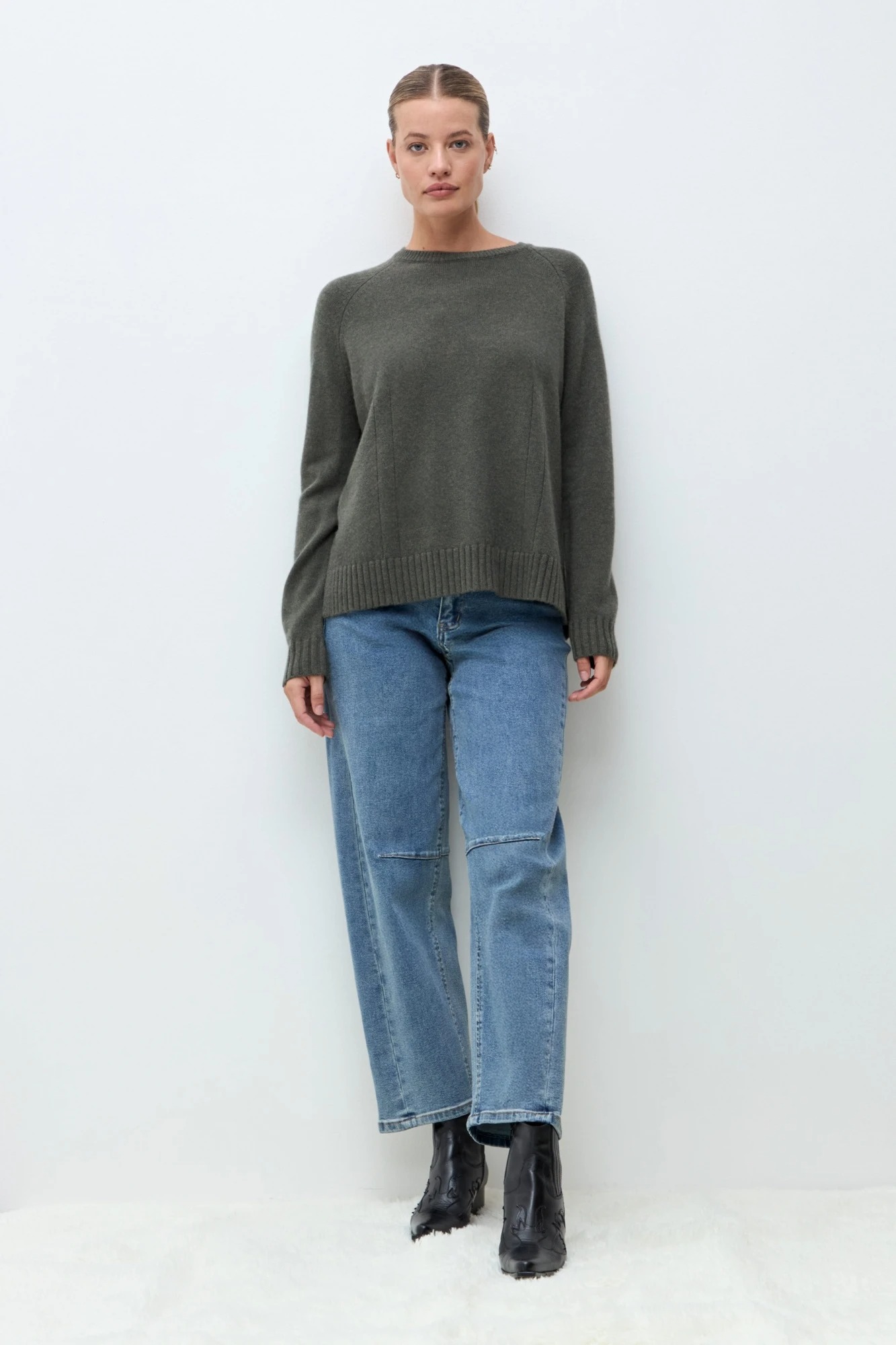 Sweater Porto cashmere blend - verde oliva melange 2