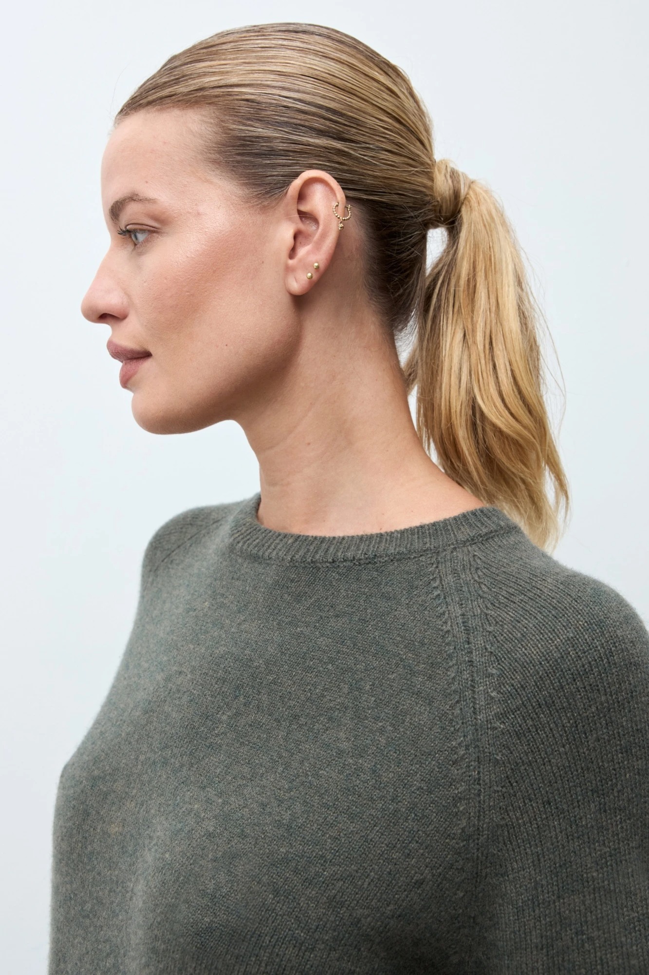 Sweater Porto cashmere blend - verde oliva melange 5