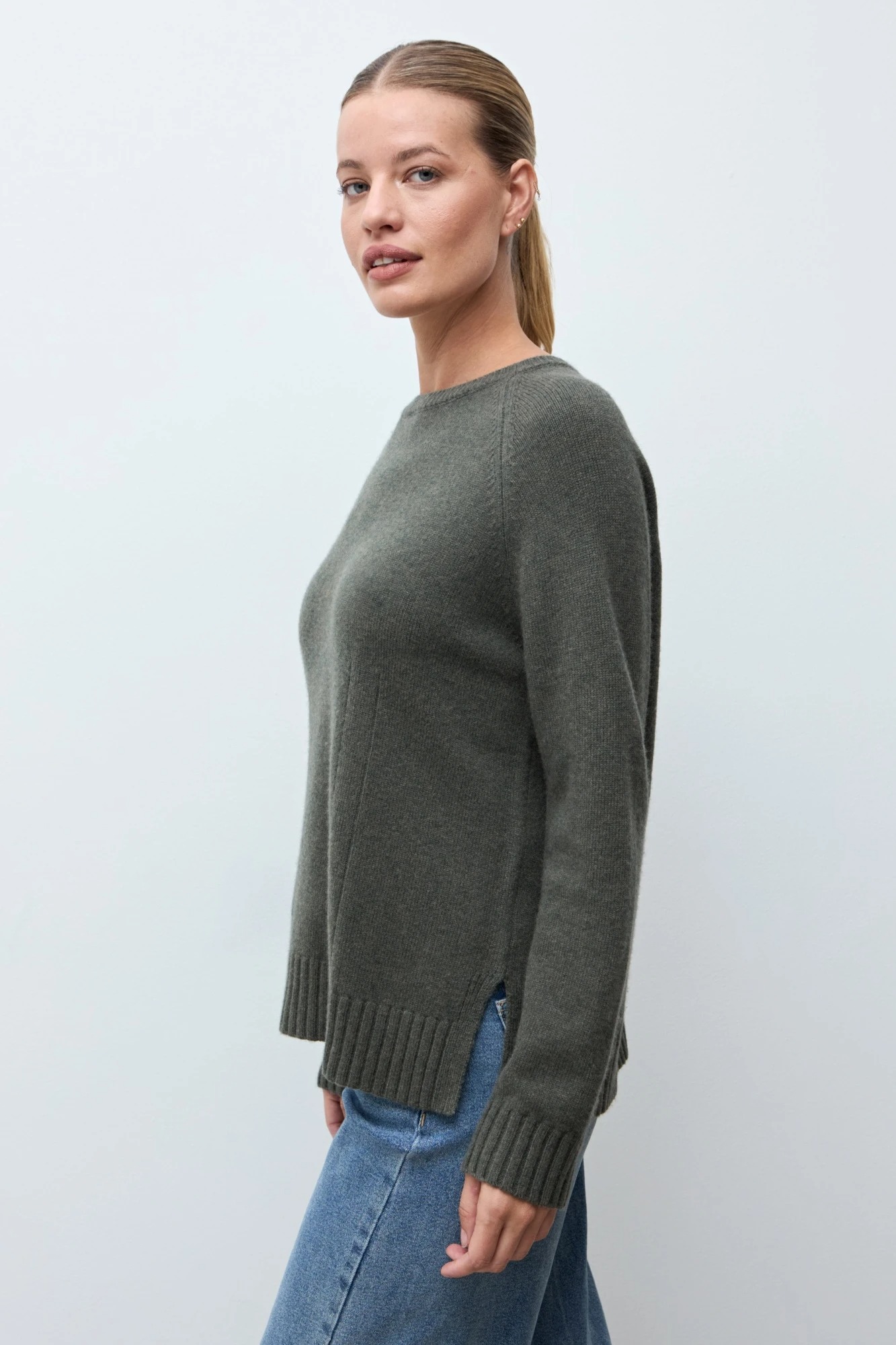 Sweater Porto cashmere blend - verde oliva melange 6